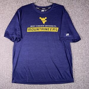 Mountaineers West Virginia Shirts Mens‎ Size Large Blue Russell Athletic Shirt
